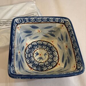 Temp-tations By Tara Old World Blue 1.5 Qt Bowl and Lid Serving Dish Decorative